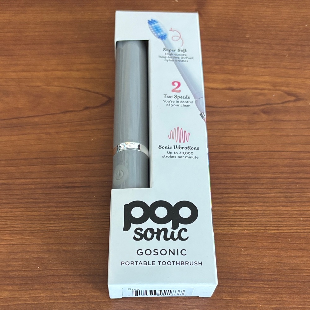 PopSonic GoSonic Portable Electric Toothbrush - Gray